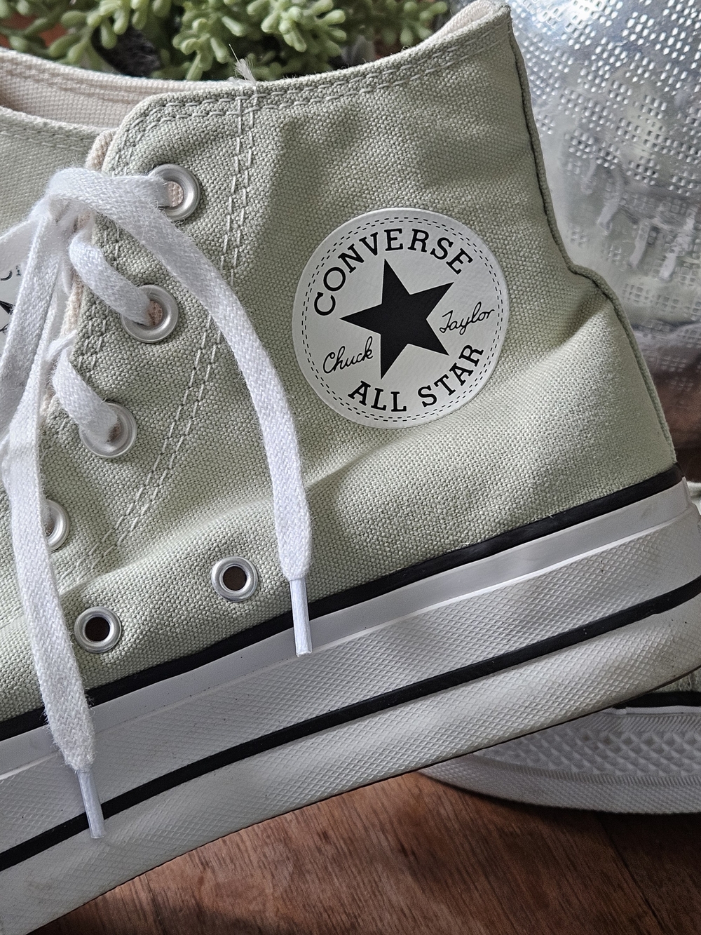 Light Sage Green High-Top Converse Sneakers - Casual Women’s Shoes - Picture 6 of 16